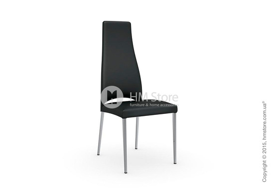 Стул Calligaris Juliet, Metal chair with upholstered seat, Metal chromed and Leather black
