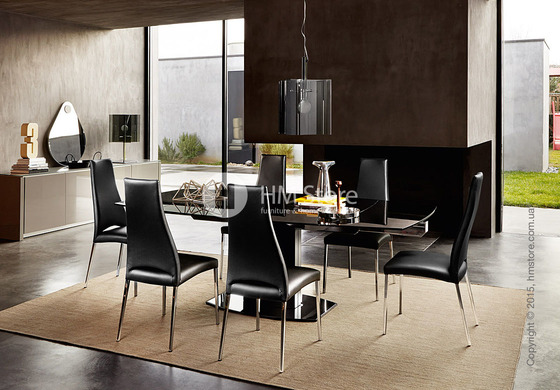 Стул Calligaris Juliet, Metal chair with upholstered seat, Metal chromed and Leather black Стул Calligaris Juliet, Metal chair with upholstered seat, Metal chromed and Leather black