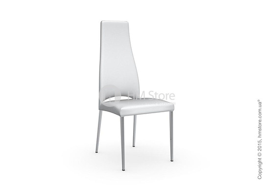 Стул Calligaris Juliet, Metal chair with upholstered seat, Metal chromed and Leather optic white Стул Calligaris Juliet, Metal chair with upholstered seat, Metal chromed and Leather optic white