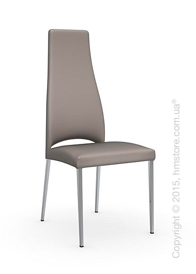 Стул Calligaris Juliet, Metal chair with upholstered seat, Metal chromed and Gummy coating taupe
