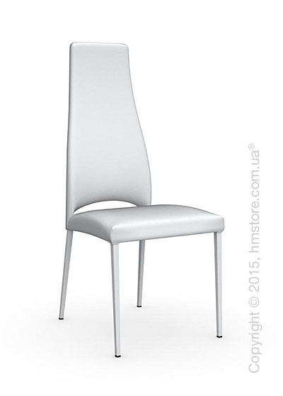 Стул Calligaris Juliet, Metal chair with upholstered seat, Metal matt optic white and Gummy coating optic white