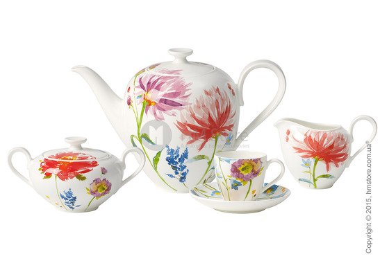 Кофейный сервиз Villeroy & Boch коллекция Anmut Flowers на 6 персон, 15 предметов
