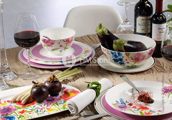 Набор фарфоровой посуды Villeroy & Boch коллекция Anmut Flowers на 6 персон, 48 предметов