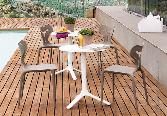 Стол Calligaris Area T, Round bar table, Laminated matt optic white and Metal matt black