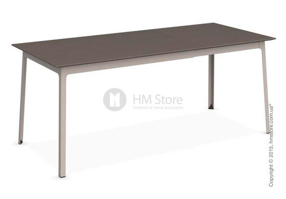 Стол Calligaris Dot, Rectangular extending table, Melamine multistripe soil brown and Metal matt taupe