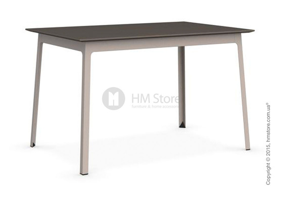 Стол Calligaris Dot, Rectangular extending table, Melamine multistripe soil brown and Metal matt taupe
