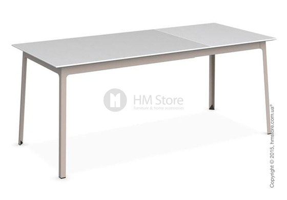 Стол Calligaris Dot, Rectangular extending table, Melamine matt white and Metal matt taupe