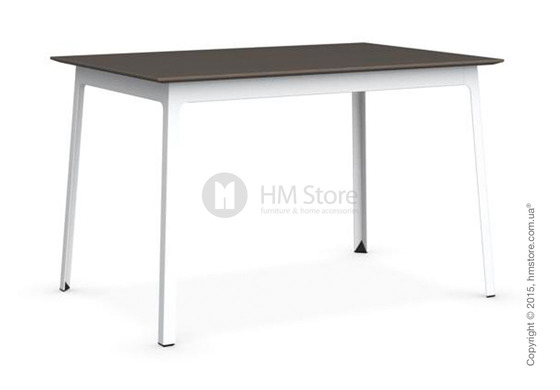 Стол Calligaris Dot, Rectangular extending table, Melamine multistripe soil brown and Metal matt optic white