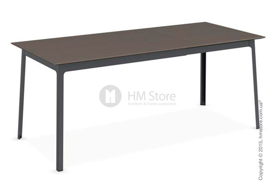 Стол Calligaris Dot, Rectangular extending table, Melamine multistripe soil brown and Metal matt grey