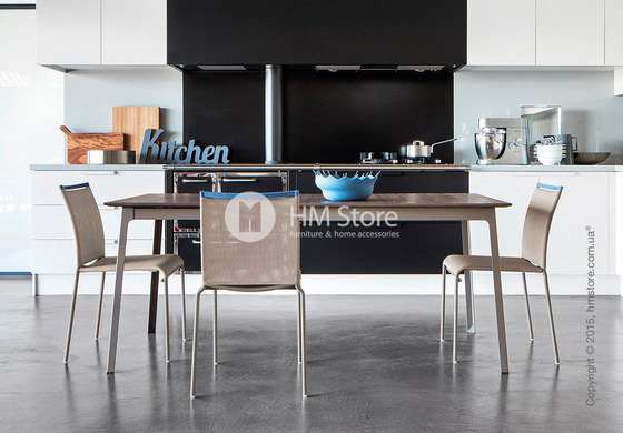 Стол Calligaris Dot, Rectangular extending table, Melamine multistripe soil brown and Metal matt grey