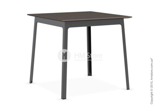 Стол Calligaris Dot, Square wood and metal table, Melamine multistripe soil brown and Metal matt black