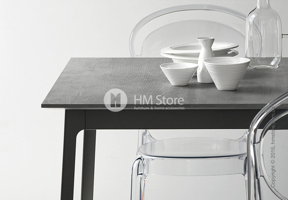 Стол Calligaris Dot, Square wood and metal table, Melamine beton grey and Metal matt black