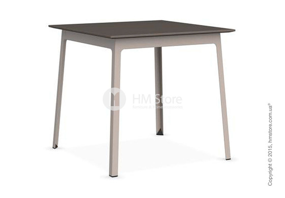 Стол Calligaris Dot, Square wood and metal table, Melamine multistripe soil brown and Metal matt taupe