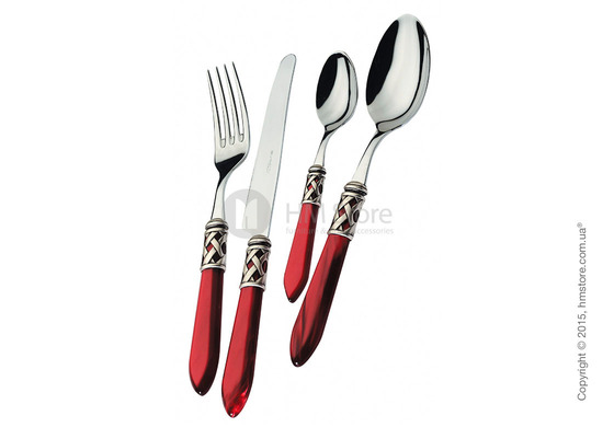 Набор столовых приборов Bugatti Aladdin коллекция Old-Silverplated Ring на 12 персон, 75 предметов, Burgundy