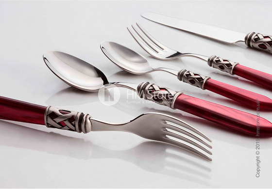 Набор столовых приборов Bugatti Aladdin коллекция Old-Silverplated Ring на 12 персон, 75 предметов, Burgundy