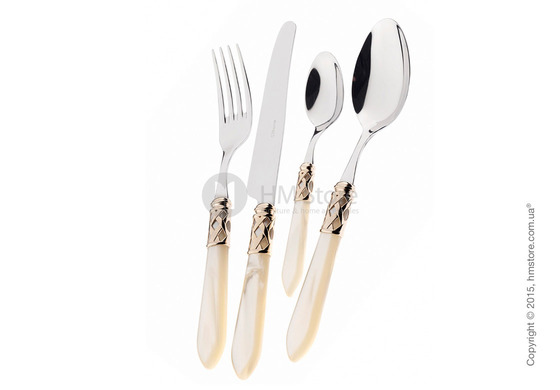 Набор столовых приборов Bugatti Aladdin коллекция Gold-plated Ring на 12 персон, 75 предметов, Ivory