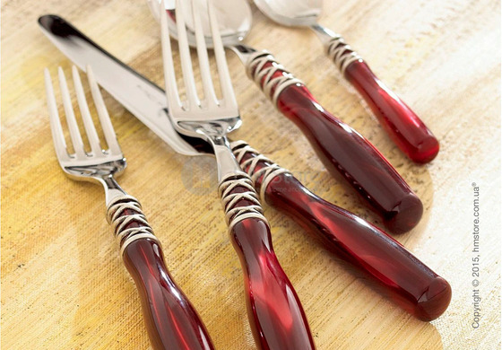 Набор столовых приборов Bugatti Arianna коллекция Old-Silverplated Ring на 12 персон, 75 предметов, Burgundy