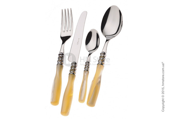 Набор столовых приборов Bugatti Arianna коллекция Chromed Metal Ring на 12 персон, 75 предметов, Ivory