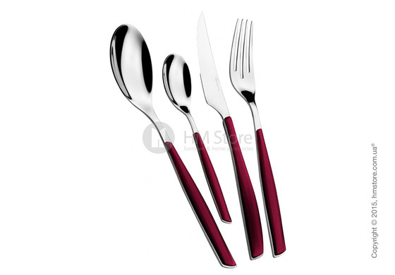 Набор столовых приборов Bugatti Glamour на 12 персон, 50 предметов, Garnet red