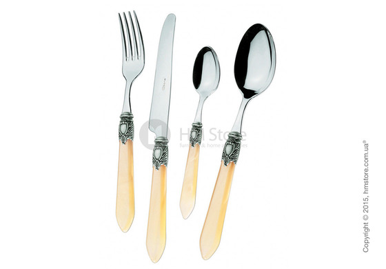 Набор столовых приборов Bugatti Oxford коллекция Old-Silverplated Ring на 12 персон, 50 предметов, Ivory