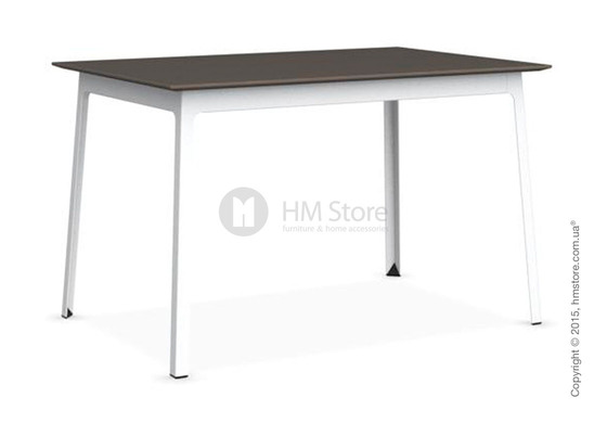 Стол Calligaris Dot, Rectangular wood and metal table, Melamine multistripe soil brown and Metal matt optic white