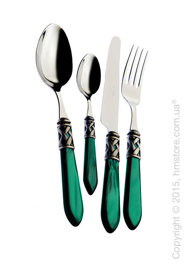 Набор столовых приборов Bugatti Aladdin коллекция Old-Silverplated Ring на 12 персон, 75 предметов, Green