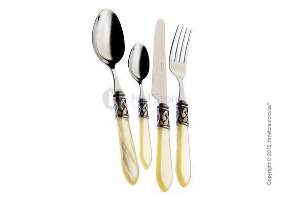 Набор столовых приборов Bugatti Aladdin коллекция Old-Silverplated Ring на 12 персон, 75 предметов, Ivory