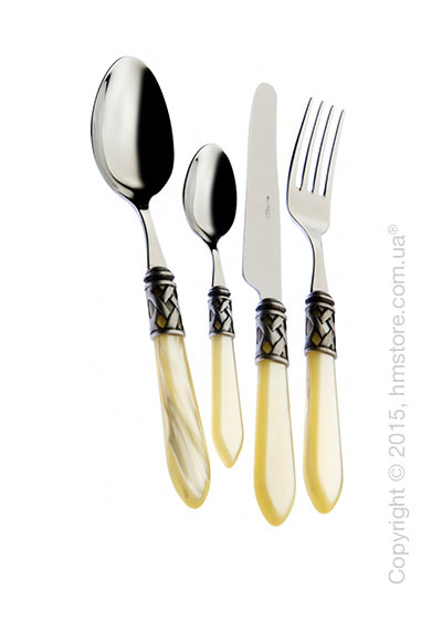 Набор столовых приборов Bugatti Aladdin коллекция Old-Silverplated Ring на 12 персон, 75 предметов, Ivory