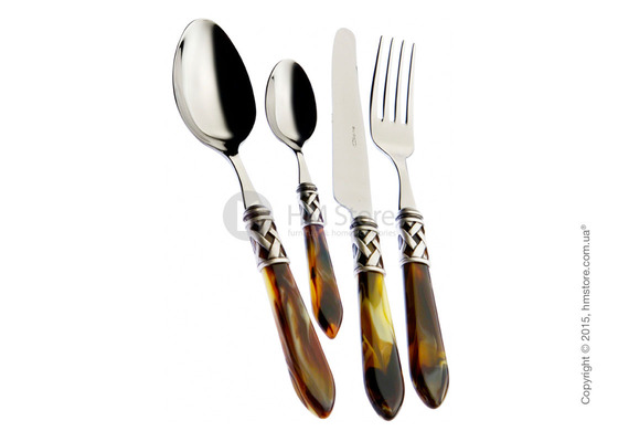 Набор столовых приборов Bugatti Aladdin коллекция Old-Silverplated Ring на 12 персон, 75 предметов, Horn