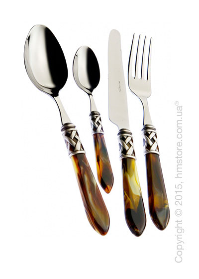 Набор столовых приборов Bugatti Aladdin коллекция Old-Silverplated Ring на 12 персон, 75 предметов, Horn