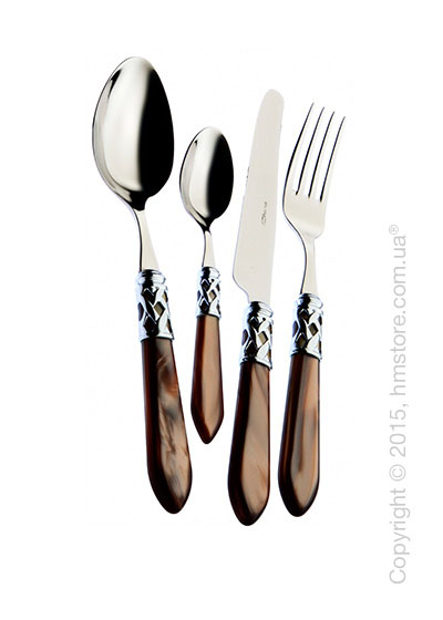 Набор столовых приборов Bugatti Aladdin коллекция Chrome Metal Ring на 12 персон, 75 предметов, Onyx