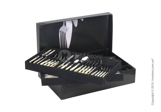 Набор столовых приборов Bugatti Aladdin коллекция Chrome Metal Ring на 12 персон, 75 предметов, Burgundy