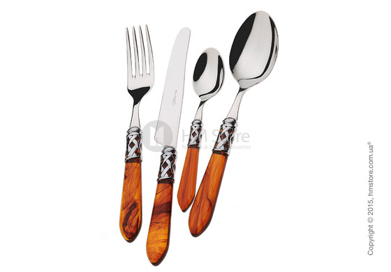 Набор столовых приборов Bugatti Aladdin коллекция Chrome Metal Ring на 12 персон, 75 предметов, Tortoiseshell