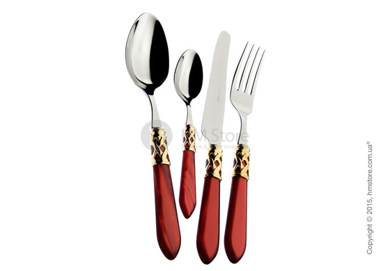 Набор столовых приборов Bugatti Aladdin коллекция Gold-plated Ring на 12 персон, 75 предметов, Burgundy