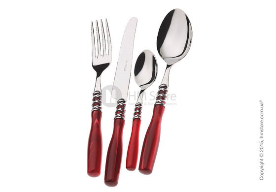 Набор столовых приборов Bugatti Arianna коллекция Chromed Metal Ring на 12 персон, 75 предметов, Red