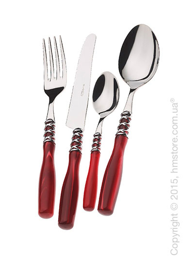 Набор столовых приборов Bugatti Arianna коллекция Chromed Metal Ring на 12 персон, 75 предметов, Red