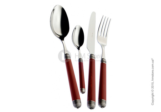 Набор столовых приборов Bugatti Dorico на 12 персон, 75 предметов, Burgundy