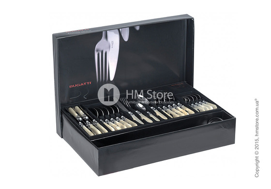 Набор столовых приборов Bugatti Glamour на 12 персон, 50 предметов, Celadon green