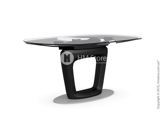 Стол Calligaris Orbital, Design extending table, Tempered glass transparent extraclear and Lacquered matt black