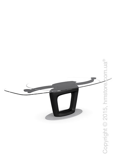 Стол Calligaris Orbital, Design extending table, Tempered glass transparent extraclear and Lacquered matt black