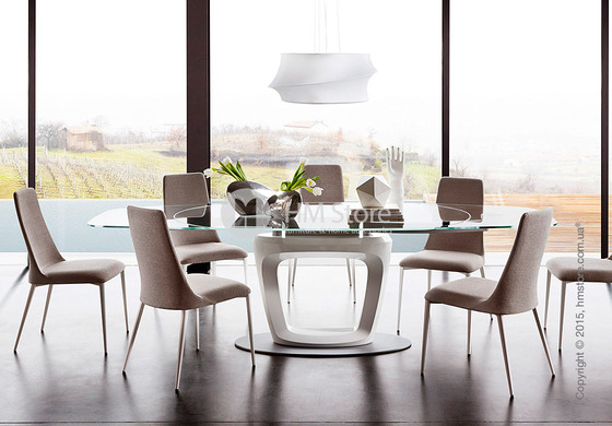 Стол Calligaris Orbital, Design extending table, Frosted tempered glass smoked grey and Lacquered matt black Стол Calligaris Orbital, Design extending table, Frosted tempered glass smoked grey and Lacquered matt black