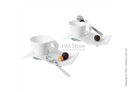 Набор кофейных чашек с блюдцами и ложками Villeroy & Boch коллекция New Wave на 2 персоны, 6 предметов