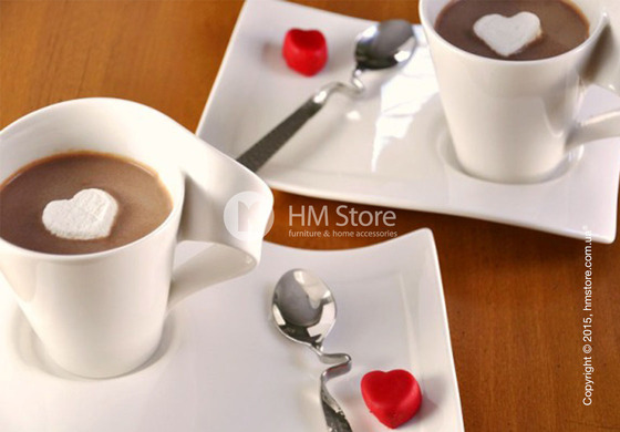 Набор кофейных чашек с блюдцами и ложками Villeroy & Boch коллекция New Wave на 2 персоны, 6 предметов