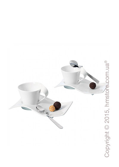 Набор кофейных чашек с блюдцами и ложками Villeroy & Boch коллекция New Wave на 2 персоны, 6 предметов