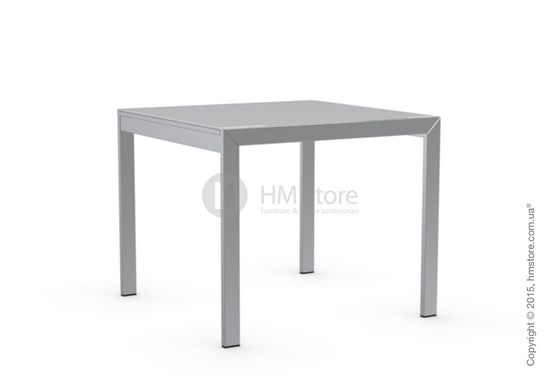 Стол Calligaris Key, Square extending table, Frosted tempered glass extrawhite and Metal chromed