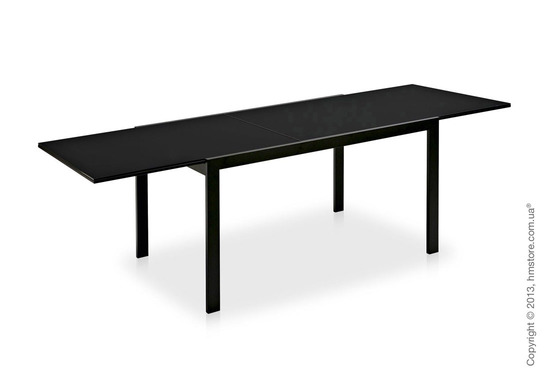 Стол Calligaris Key, Rectangular extending table, Frosted acid etched tempered glass black and Metal matt black