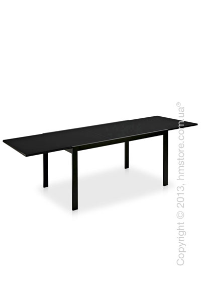 Стол Calligaris Key, Rectangular extending table, Frosted acid etched tempered glass black and Metal matt black