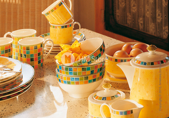 Набор фарфоровой посуды Villeroy & Boch коллекция Twist Alea на 6 персон, 50 предметов, Limone