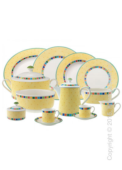 Набор фарфоровой посуды Villeroy & Boch коллекция Twist Alea на 6 персон, 50 предметов, Limone
