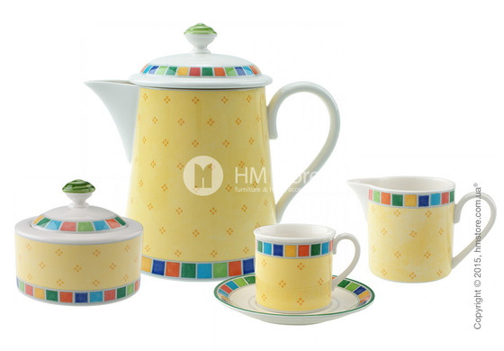 Кофейный сервиз  Villeroy & Boch коллекция Twist Alea на 6 персон, 15 предметов, Limone